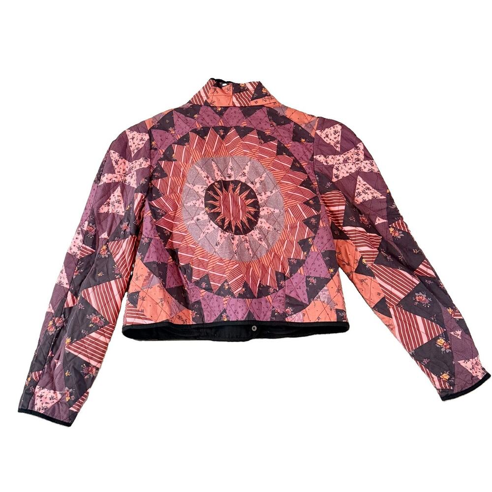 Free People Camile Quilted Cropped Patchwork Jacket Boho S EUC RARE** - Picture 6 of 6